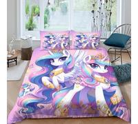 Mon petit poney Pour Adultes Et Enfants 3D Imprimé licorne arc-en-ciel Housses De Couettes Housse De Couette Parure De Lit Microfibr Avec Taies E Avec Fermeture À Glissière 3 Pièces King（220x240cm）