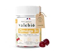 Mon petit Valebio Gummies Oméga 3+ enfants I Cerveau & Concentration | Oméga 3 DHA Vegan Omegavie®, Fer Lipofer®, Iode, Zinc, Vitamines B, Sans sucres ajoutés ni édulcorants, Fabrication française