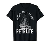 Mon Plan de Retraite Bateau Humour Capitaine Cadeau Bateau T-Shirt Graphique avec Valeur, Homme, Noir, S