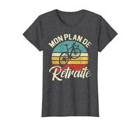 Mon Plan De Retraite Humour Cadeau Cycliste Vélo T-Shirt, Femme, Chiné Foncé, L