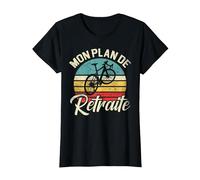 Mon Plan De Retraite Humour Cadeau Cycliste Vélo T-Shirt, Femme, Noir, M