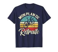 Mon Plan De Retraite Humour Cadeau Cycliste Vélo T-Shirt, Homme, Bleu Marine, XL