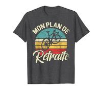 Mon Plan De Retraite Humour Cadeau Cycliste Vélo T-Shirt, Homme, Chiné Foncé, S