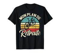 Mon Plan De Retraite Humour Cadeau Cycliste Vélo T-Shirt, Homme, Noir, 6XL