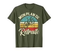 Mon Plan De Retraite Humour Cadeau Cycliste Vélo T-Shirt, Homme, Olive, S
