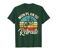 Mon Plan De Retraite Humour Cadeau Cycliste Vélo T-Shirt, Homme, Vert Forêt, L