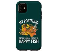 Mon Portefeuille : Actions, Immobilier et Happy Fish Funny Investor Coque pour iPhone 11