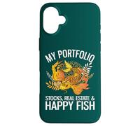Mon Portefeuille : Actions, Immobilier et Happy Fish Funny Investor Coque pour iPhone 16 Plus