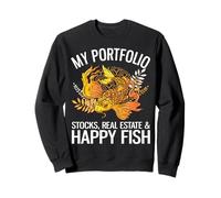 Mon Portefeuille : Actions, Immobilier et Happy Fish Funny Investor Sweatshirt