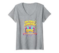 Mon Premier Concert était Epic Kids Music Festival Memory T-Shirt avec Col en V, Femme, Gris Chiné, XL