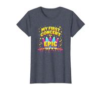 Mon Premier Concert était Epic Kids Music Festival Memory T-Shirt, Femme, Bleu Chiné, S