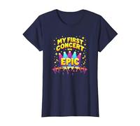 Mon Premier Concert était Epic Kids Music Festival Memory T-Shirt, Femme, Bleu Marine, M