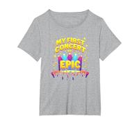 Mon Premier Concert était Epic Kids Music Festival Memory T-Shirt, Femme Grandes Tailles, Gris Chiné, 1X