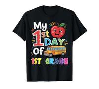Mon Premier Jour de 1re année : Autobus Scolaire Amusant de première année Apple T-Shirt Graphique avec Valeur, Homme, Noir, S