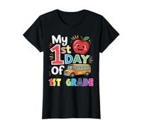 Mon Premier Jour de 1re année : Autobus Scolaire Amusant de première année Apple T-Shirt Graphique avec Valeur, Femme, Noir, M