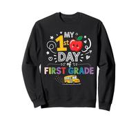 Mon Premier Jour de 1re année d'autobus Scolaire Apple Kids Girls Boys Sweatshirt