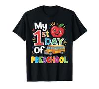 Mon Premier Jour d'école Maternelle drôle Bus Scolaire Apple Funny T-Shirt