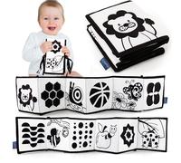 Mon premier livre en tissu souple aux contrastes noir et blanc pour bébé, jouet de livre en tissu pour le temps passé sur le ventre des bébés, cartes bébé noir et blanc, livre d'activités en tissu pli