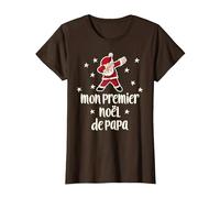 Mon Premier Noël De Papa Dabbing Santa Parents T-Shirt, Femme, Marron, 3XL