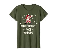 Mon Premier Noël De Papa Dabbing Santa Parents T-Shirt, Femme, Olive, S