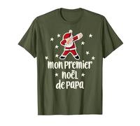 Mon Premier Noël De Papa Dabbing Santa Parents T-Shirt, Homme, Olive, 3XL