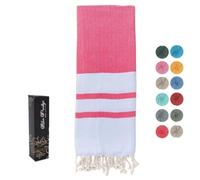 Mon Prestige Fouta Serviette 100% Coton Bio Légère pour Plage, Piscine, Hammam, Sport, Pique Nique- Coffret Drap de Bain 100x200cm Absorbant Anti Sable à Séchage Rapide (Corail, Lot de 1 - Chevron)