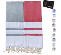 Mon Prestige Peshtemal 100% Coton Légère, Coffret Cadeau Fouta 100x200cm, Serviette Grande Taille pour Plage,Voyage, Spa, Sport, Pique-Nique, Absorbant & Anti Sable & séchage Rapide