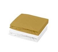 Mon PTIT Dodo LOT 1 ALESE PU + 1 Drap Housse Blanc/Moutarde 70 x 140 cm