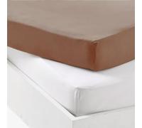 Mon PTIT Dodo LOT 2 DRAPS-Housses Jersey Blanc/Brun 60 x 120 cm
