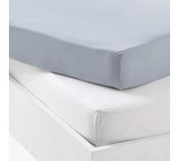Mon PTIT Dodo LOT 2 DRAPS-Housses Jersey Blanc/Light Blue 60 x 120 cm