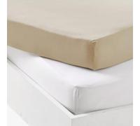 Mon PTIT Dodo LOT 2 DRAPS-Housses Jersey Blanc/Nude 60 x 120 cm