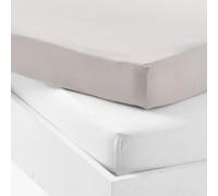 P'tit Dodo – Lot de 2 draps-housses Jersey 100% coton – 60 x 120 cm – Blanc et gris souris