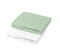 Mon PTIT Dodo LOT 2 DRAPS-Housses Jersey Blanc/Vert DE Gris 70 x 140 cm