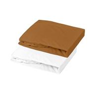 Mon PTIT DODO Lot Alèse PU + Drap Housse Blanc/Caramel 60x120cm | 1 Alèse PU, 1 Drap Housse