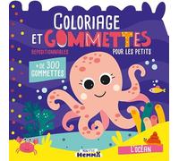 Mon P'tit Hemma - Coloriage et gommettes pour les petits - Océan - Livre de coloriage et de gommettes repositionnables - Dès 3 ans