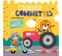 Mon P'tit Hemma - Coloriages et gommettes pour les petits - Vroum ! - Livre de gommettes repositionnables - Dès 3 ans