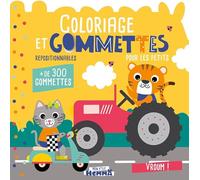 Mon P'tit Hemma - Coloriages et gommettes pour les petits - Vroum ! - Livre de gommettes repositionnables - Dès 3 ans