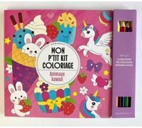 Mon P'tit Kit Coloriage Animaux Kawaï - Inclus : 4 Crayons De Couleur Double Mine