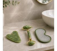 Mon rituel visage : roller et gua sha en pierre de jade + masque yeux relaxant