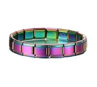Mon & Sons Bracelet de démarrage violet vert or noir bleu personnalisé en acier inoxydable 9 mm breloque italienne compatible avec Nomination, 9mm, Métal, Pas de gemme