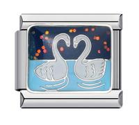 Mon & Sons Breloque italienne « Mauvais œil porte-bonheur » avec drapeau des États-Unis - Fleur de camélia - 9 mm - Compatible avec bracelet Nomination, 9mm, Métal, Pas de gemme