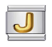 Mon & Sons M&S AZ Lettre initiale de l'alphabet Doré Argent Breloque italienne 9 mm Compatible avec le bracelet de nomination (J)
