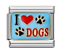 Mon & Sons M&S Breloque en acier inoxydable 18 carats avec croix Jésus Mauvais œil Anniversaire Camélia Maman Fille Chien Chat Argent 9 mm Compatible avec Bracelet 9 mm, 0, Acier inoxydable Métal non