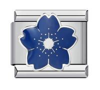 Mon & Sons M&S Breloque en acier inoxydable 18 carats avec croix Jésus Mauvais œil Anniversaire Camélia Maman Fille Chien Chat Argent 9 mm Compatible avec Bracelet 9 mm