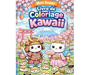 Mon Super Livre de Coloriage Kawaii : Chats, Ninjas et Sushis - 30 dessins trop mignons à colorier.: Un voyage adorable au cœur du Japon, entouré de personnages Kawaii dans des scènes amusantes.
