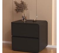 Mon Table de chevet en bois massif - Table de chevet en cuir crème avec 2 designs simples pour chambre à coucher, aucune installation nécessaire