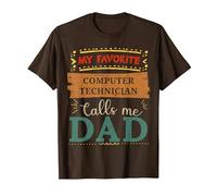 Mon Technicien Informatique préféré m'appelle Papa T-Shirt, Homme, Marron, S