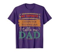Mon Technicien Informatique préféré m'appelle Papa T-Shirt, Homme, Violet, S