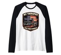 Mon thérapeute a Une Moto Chopper à Deux Roues America USA Manche Raglan