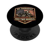 Mon thérapeute a Une Moto Classique à Deux Roues | Biker American PopSockets PopGrip Adhésif